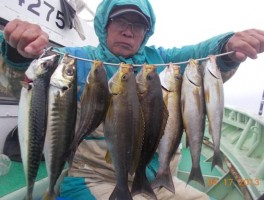 30～40数㎝級ばかり　イサキイサキに大アジ・大サバも含めて大漁節