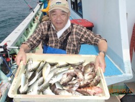 名人余裕の釣果　ドッサリとアジにロックオン